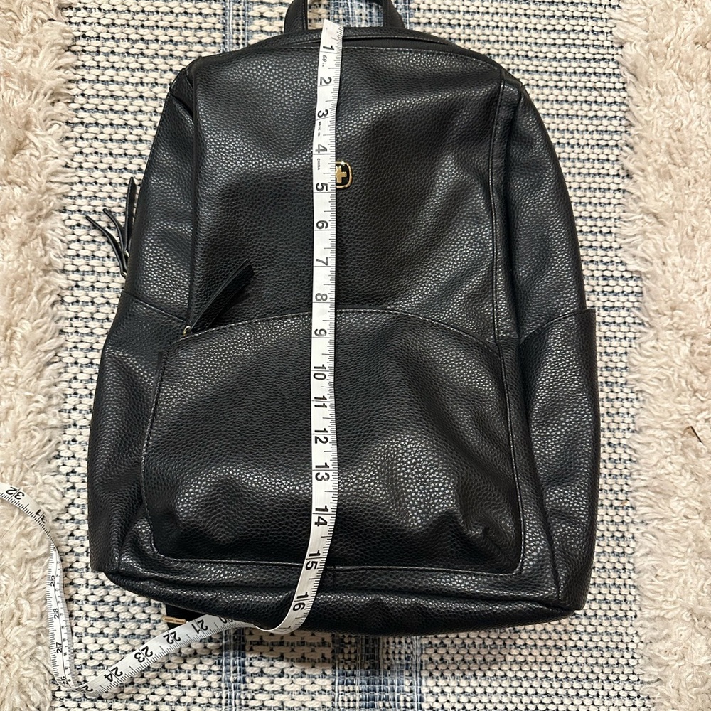 Swiss Gear Serenity Luxe Stylish Black Leather Backpack